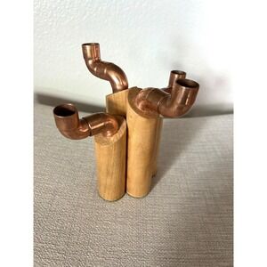 Mid century modern copper pipe candle holder